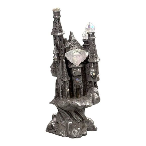 Rawcliffe Pewter 1994 Fantasy Castle Sculpture Crystal Accents & Face RPG READ - Picture 1 of 6